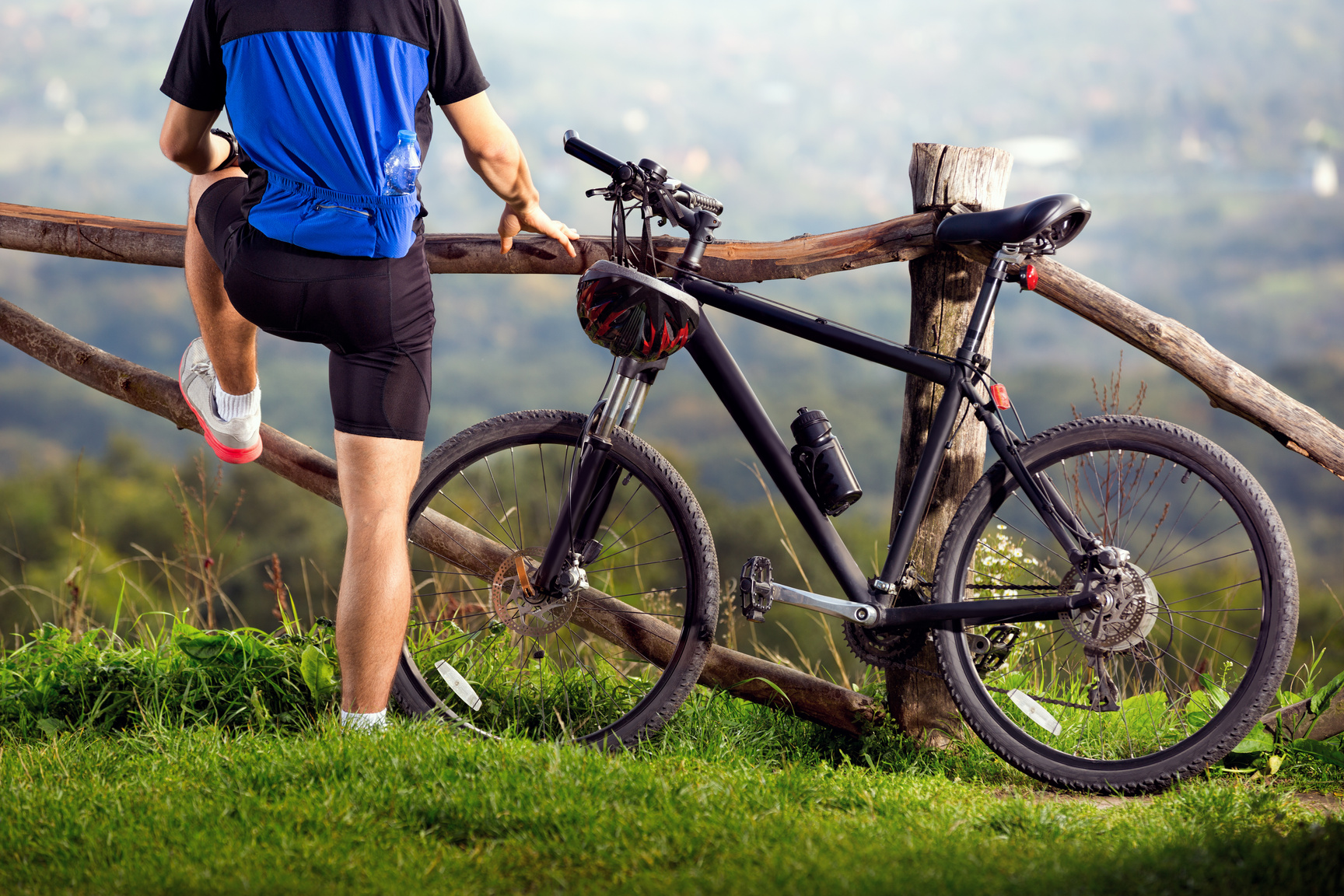 bicyclist taking a break